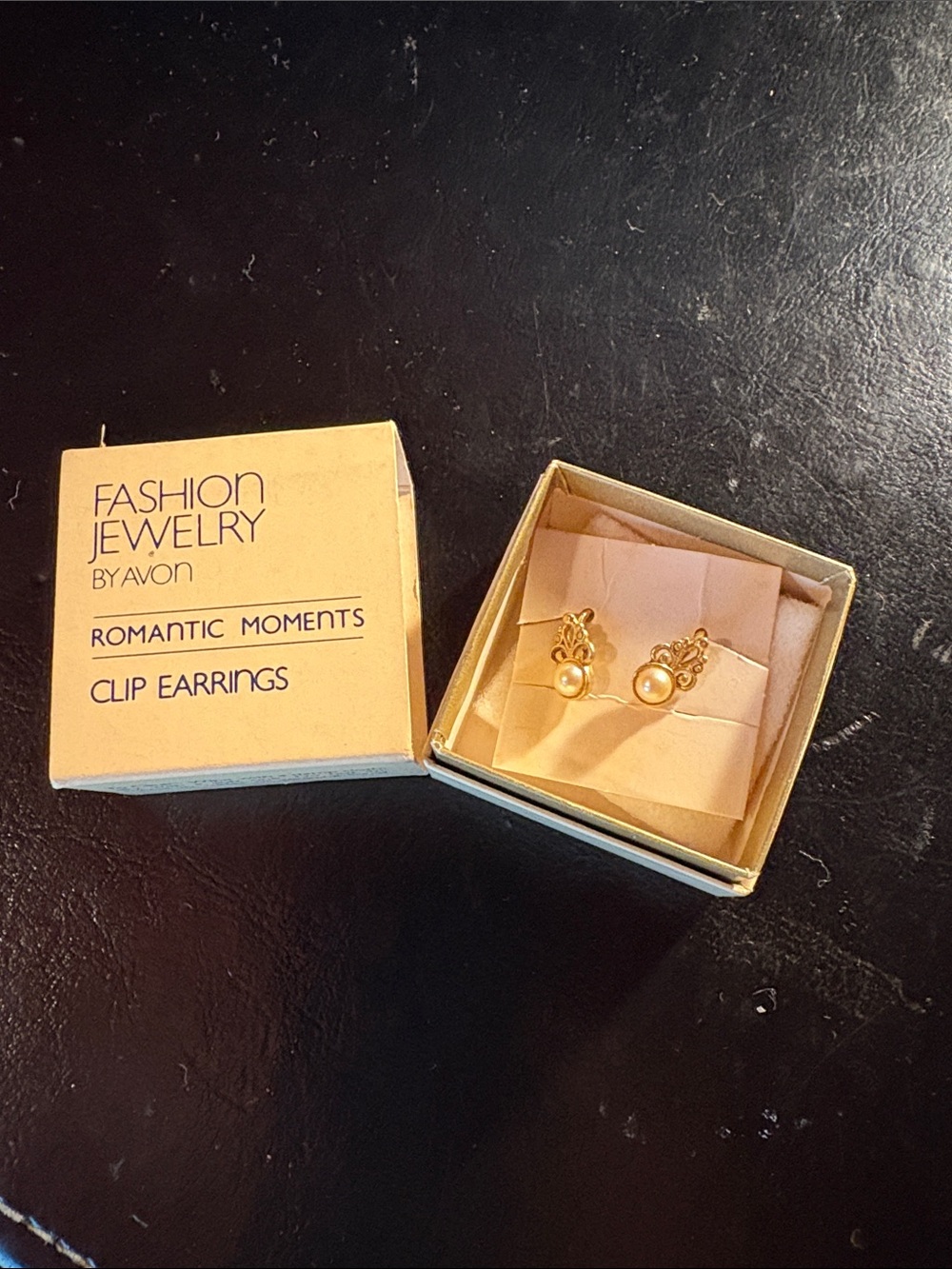 Avon Gold Tone Pearl Clip Earrings